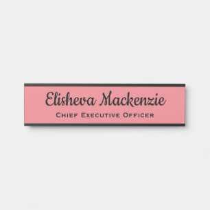 Office Door Name Plate Sign - Pink and Black