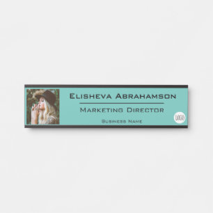 Office Door Name Plate Sign - Teal Photo Picture