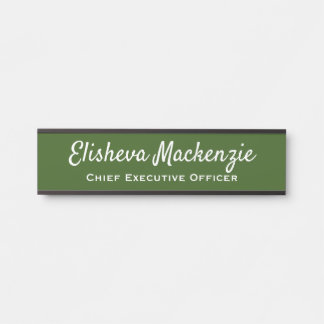 Office Door Name Signs Plate Sign - Olive Green