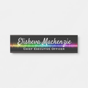Office Door Signs Rainbow Black Name Plate Sign
