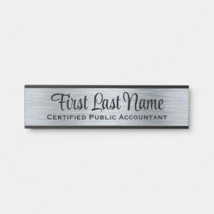 Office Door Signs Simple Modern Faux Silver Sign