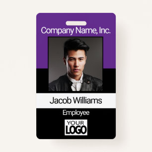 Office Employee Photo Badges - Black / Purple ID Badge