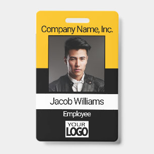 Office Employee Photo Badges - Black / Yellow ID Badge