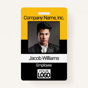 Office Employee Photo Badges - Black / Yellow ID Badge