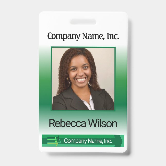 Office Employee Picture Badge - Green ID Badge (Front)
