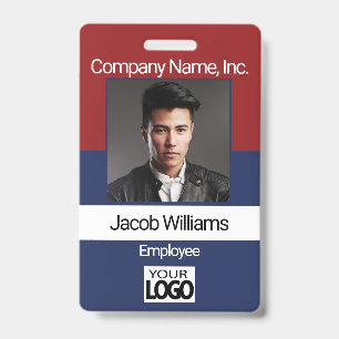 Office Employee Picture Badge - Red / Blue ID Badge