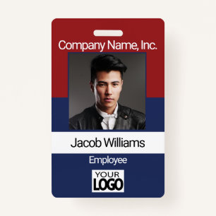 Office Employee Picture Badge - Red / Blue ID Badge