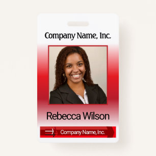 Office Employee Picture Badge - Red ID Badge