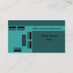 Office Furniture Business Card, Teal Card