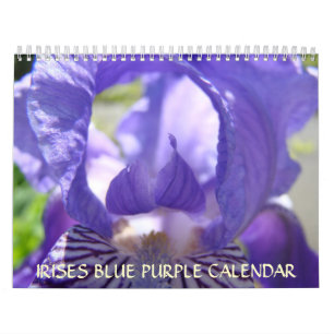 OFFICE GIFTS Blue Purple Irises Christmas Gifts Calendar
