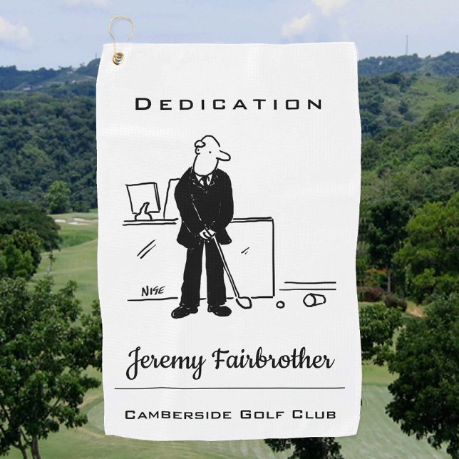 Office Golfer -  Funny Golf Cartoon Golf Towel (Creator Uploaded)