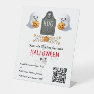 Office Halloween Wifi QR Code Scan to Connect Pedestal Sign