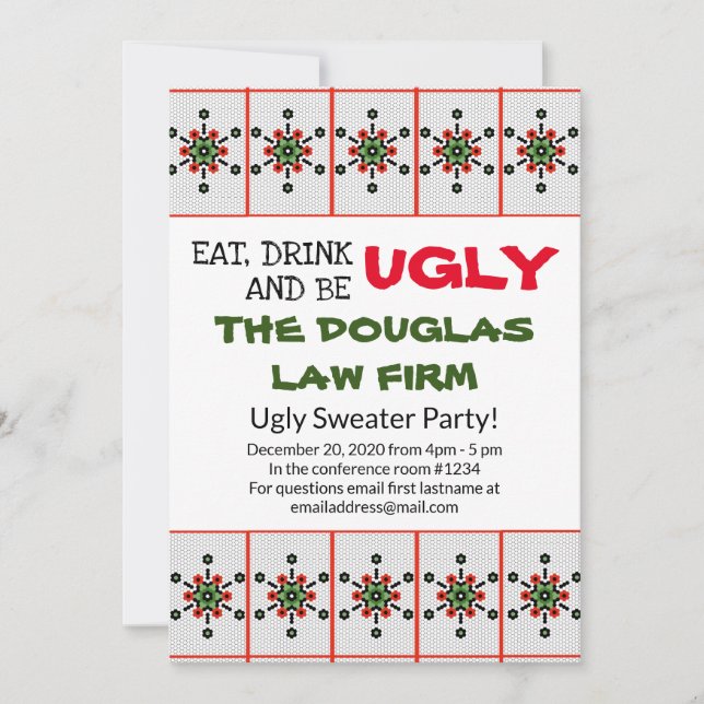 Office Holiday Sweater Work Party Invitation (Front)