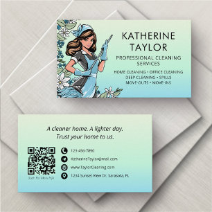 Office Home Cleaner Maid Service Business Card