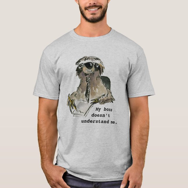 Office Humour Cartoon Sloth T Shirt (Front)