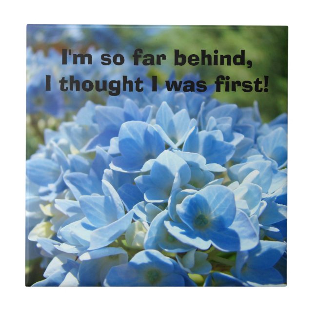 Office humour gifts Blue Hydrangea Floral Tile art (Front)