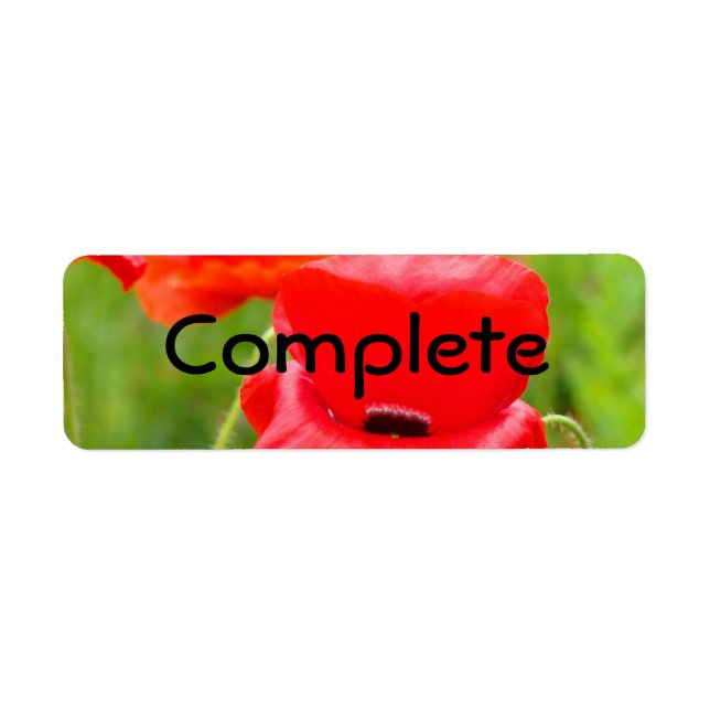 Office labels "Complete"Colourful Red Poppy Flower (Front)