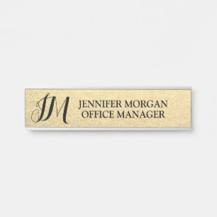 Office manager monogrammed initials name tag door sign