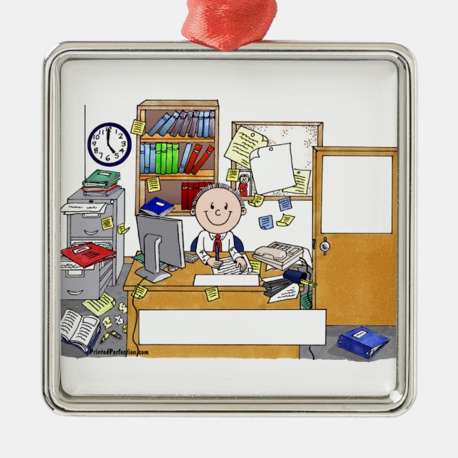 Office - Messy, Male Metal Tree Decoration (Front)