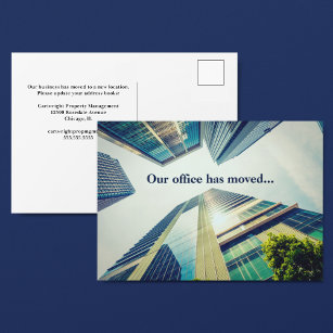 Office Moved Modern Building Change of Address Announcement Postcard