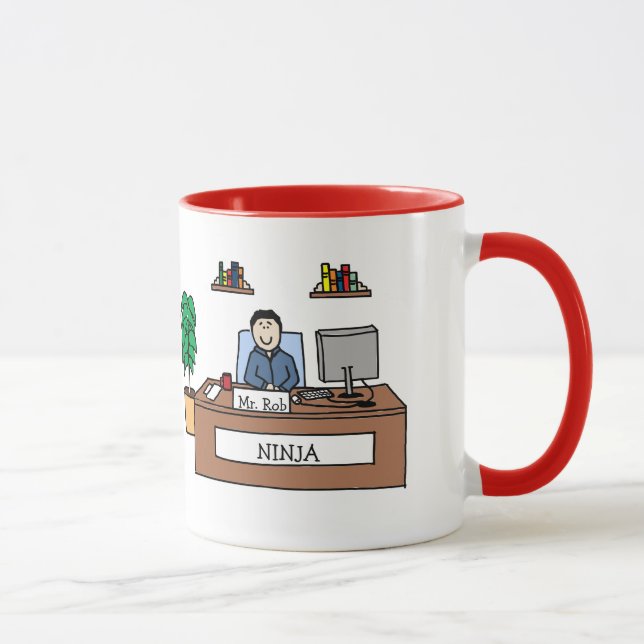 Office Ninja - personalised cartoon mug (Right)