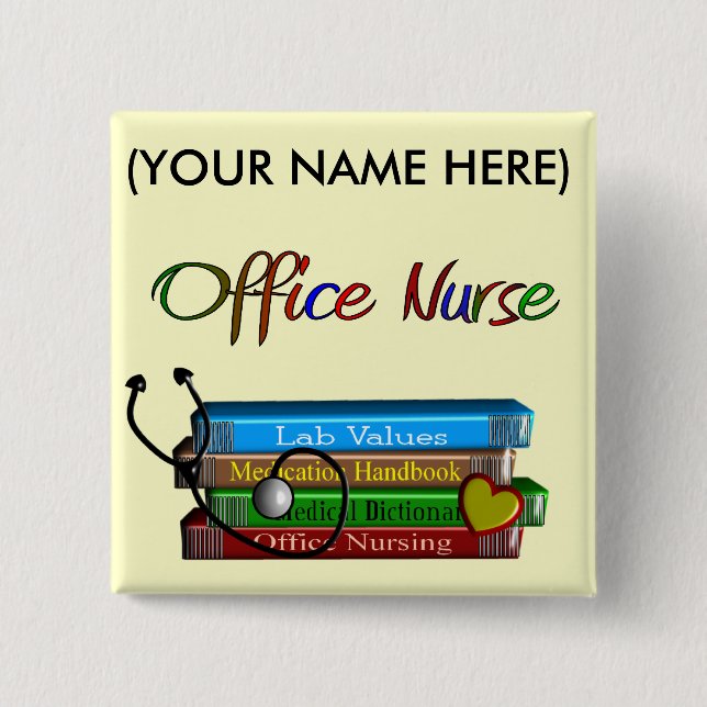 Office Nurse Books Design Gifts 15 Cm Square Badge (Front)