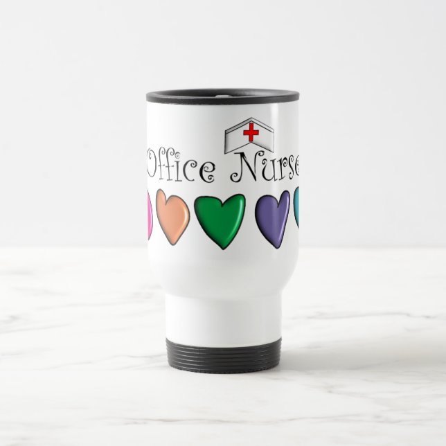 Office Nurse Multi-Colour Hearts Design 3D Travel Mug (Center)