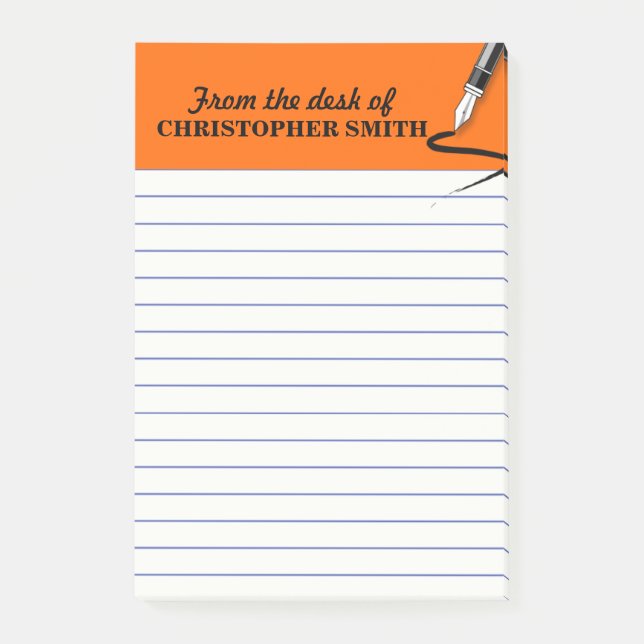 Office organiser orange Post-it® note PERSONALIZE (Front)