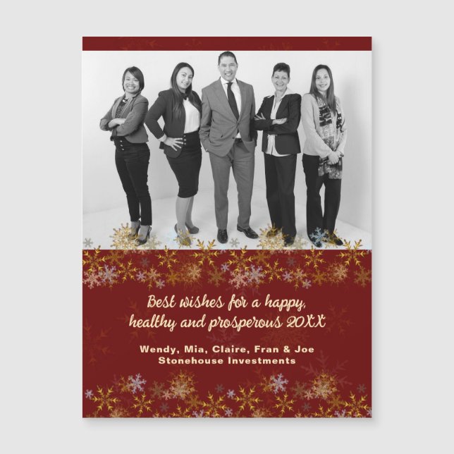 Office Photo Corporate Christmas Magnetic Cards (Front)