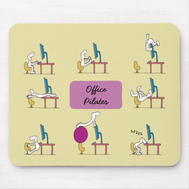 Office Pilates mousemat, yellow Mouse Pad (Front)