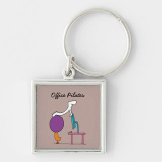 Office Pilates square keychain, brown Key Ring