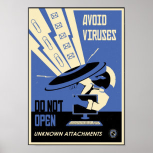 Office Propaganda: Avoid Downloads (blue) Poster
