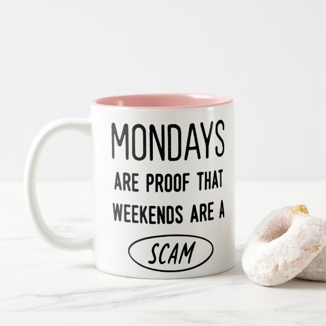 Office Quote Funny Two-Tone Coffee Mug (With Donut)