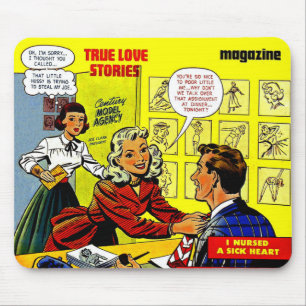 Office Romance Lady In Red Vintage Comics Mouse Pad