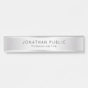 Office, School Elegant Custom Template Faux Silver Door Sign