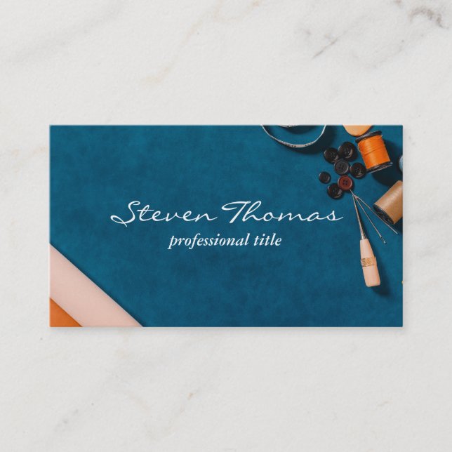 Office Space Blue Texture Background Business Card (Front)