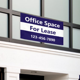 Office Space For Lease Dark Blue and White Banner