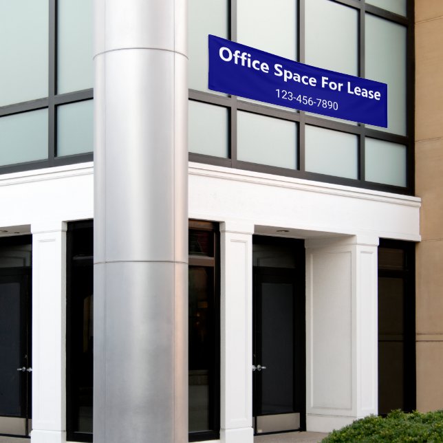 Office Space For Lease Navy Blue and White Phone Banner (Outside Building)