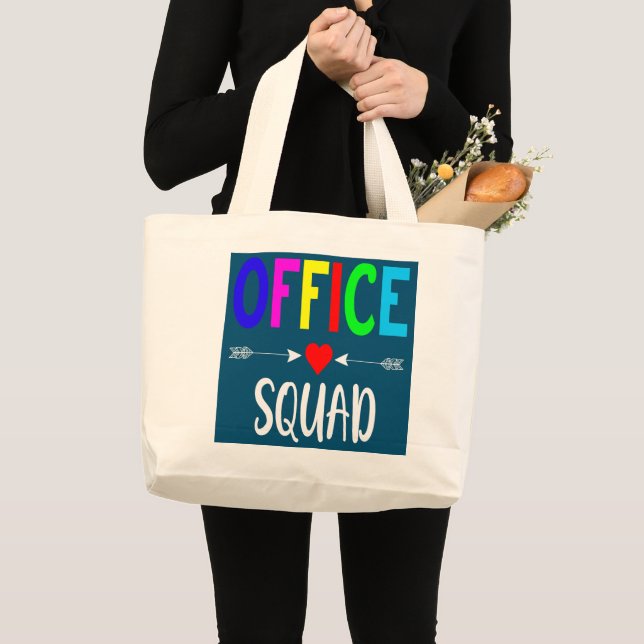 Office Squad Administrative Assistant School Large Tote Bag (Front (Product))