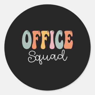 Office Squad Retro Groovy Vintage Happy First Day Classic Round Sticker