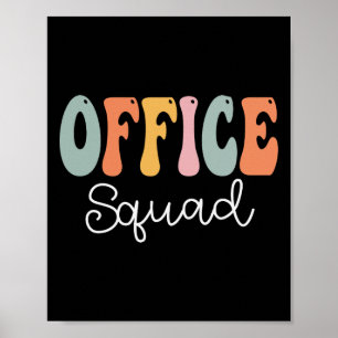Office Squad Retro Groovy Vintage Happy First Day  Poster