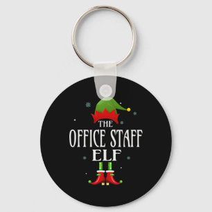 Office Staff Elf Xmas Matching Family Group Christ Key Ring