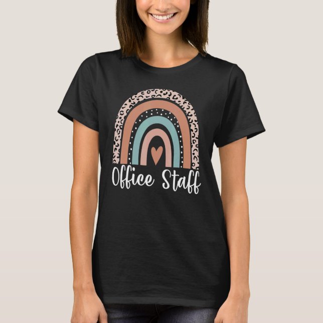 Office Staff Rainbow Leopard Admin Assistants Squa T-Shirt (Front)