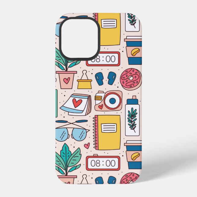 Office stationery. Seamless pattern, texture, back iPhone Case (Back)