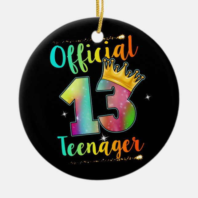 Office Teenager 13 Crown Years Old 13th Birthday Ceramic Tree Decoration (Front)