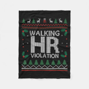 Office Ugly Christmas Funny Walking Hr Violation W Fleece Blanket