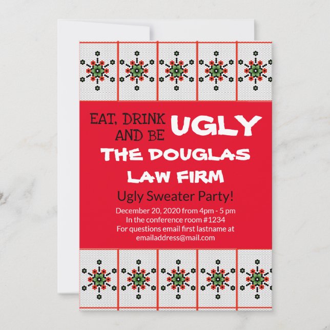 Office Ugly Sweater Party Work Holiday Event Invitation (Front)