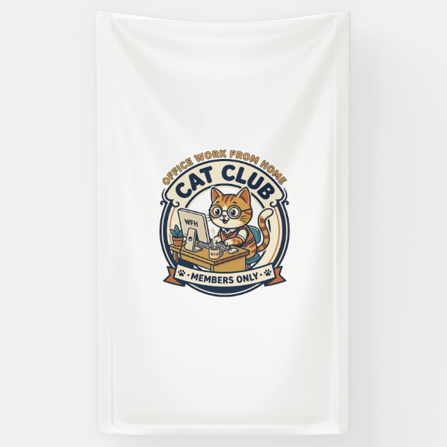 Office Work From Home Cat Cat Lover Gift - Office  Banner (Vertical)