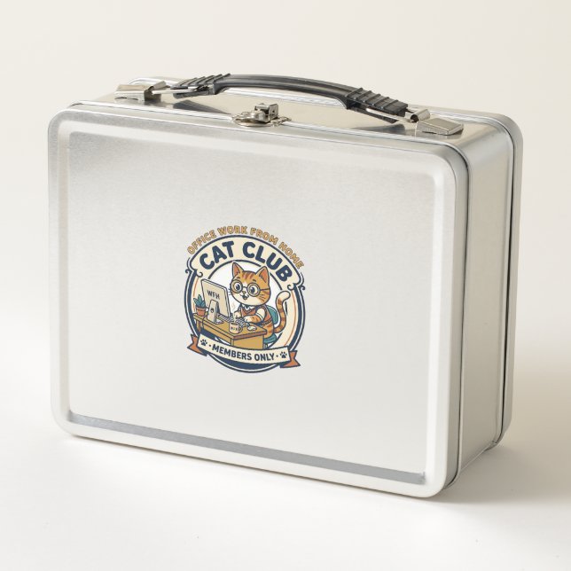 Office Work From Home Cat Cat Lover Gift - Office  Metal Lunch Box (Front)