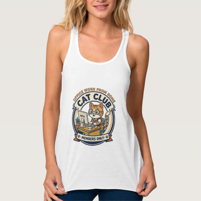 Office Work From Home Cat Cat Lover Gift - Office  Singlet (Front)